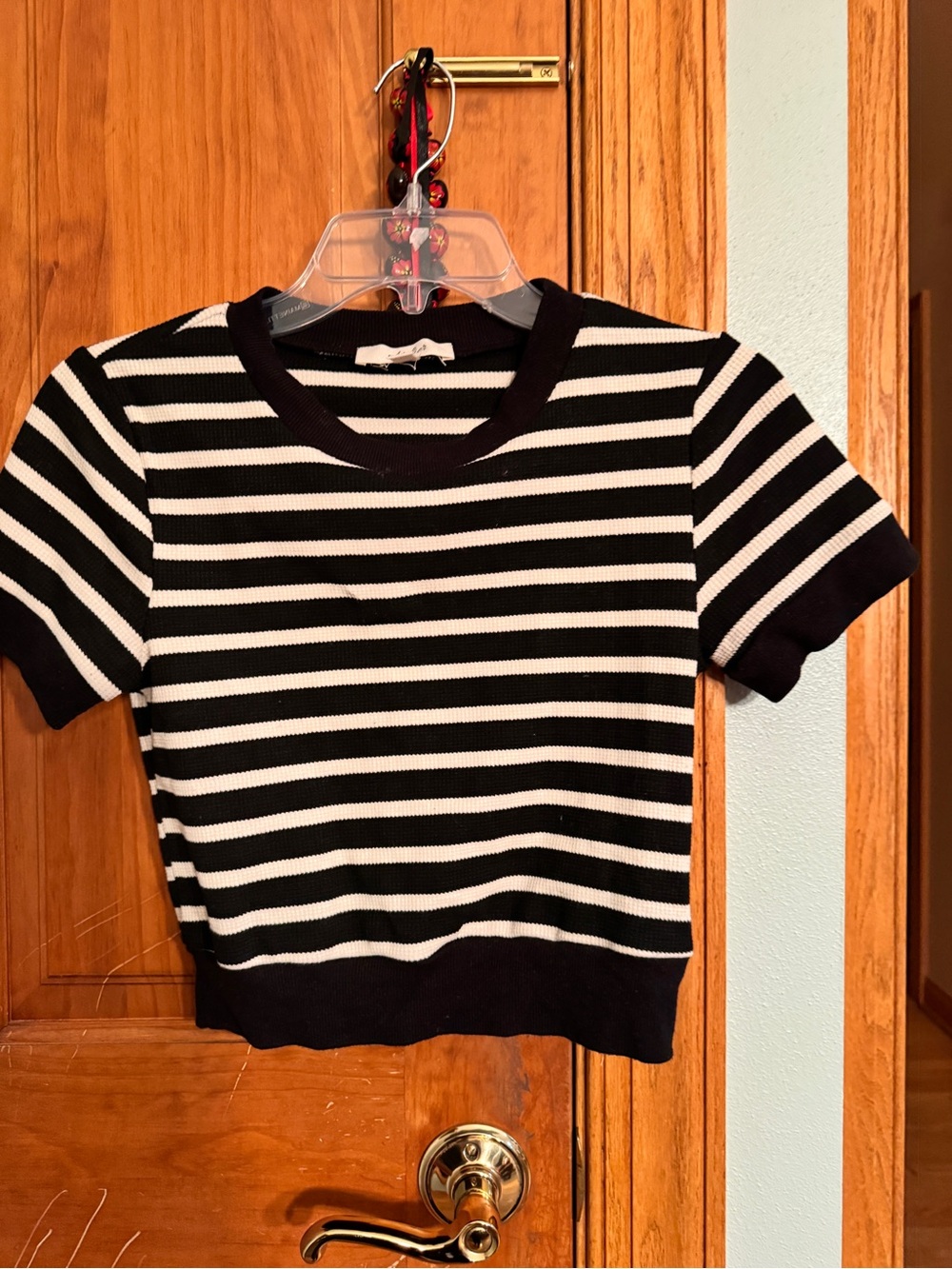 Striped Black and White Cropped Knit Tee